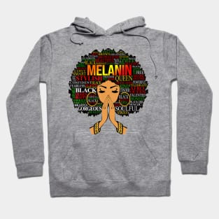 Melanin Words Art Afro Natural Hair Black Queen Hoodie